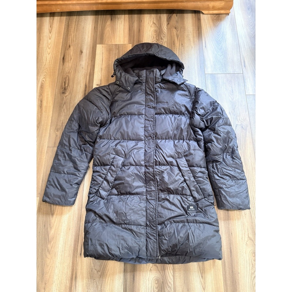 Helly Hansen Down Puffer Winter Coat Women's Medium Black Skiing Parka Hooded